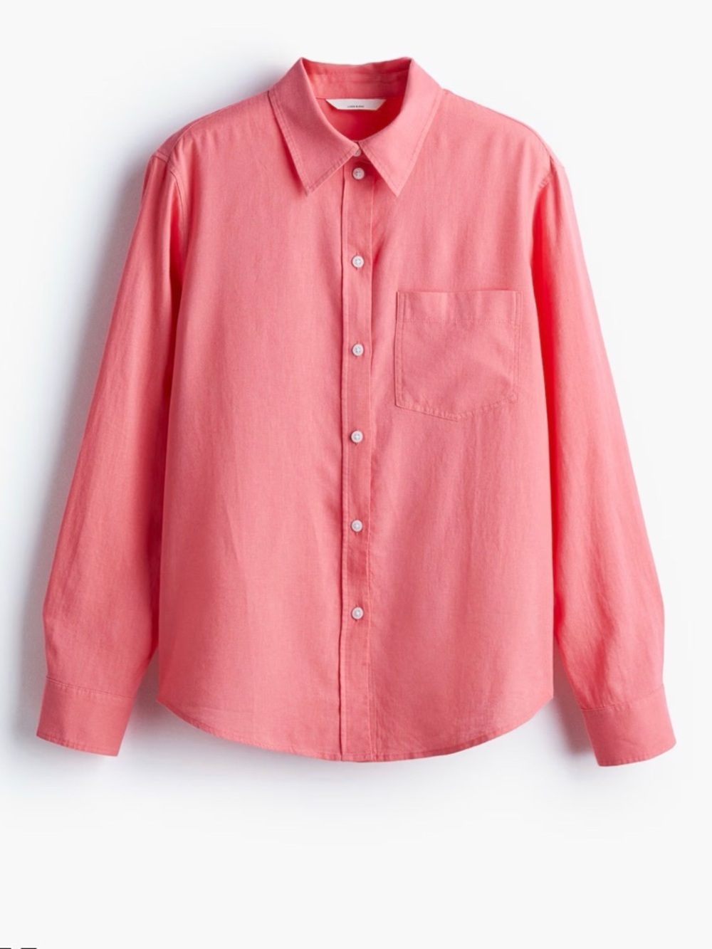 H&M Coral Pink Linen-Blend Shirt Size Medium